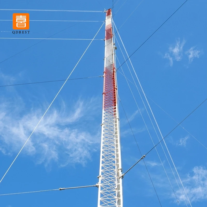 60M Antenna And Microwave Guyed Wire Tower